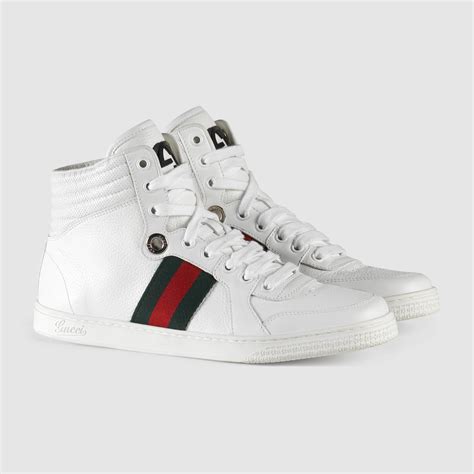 gucci white leather high-top sneakers|Gucci high top women sneakers.